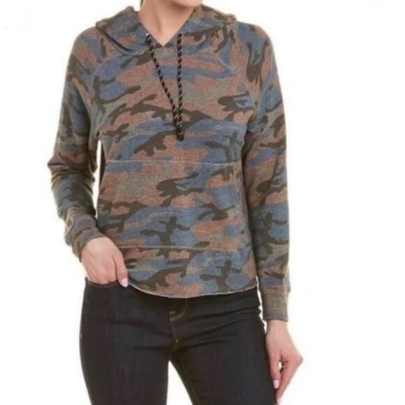 Sundry Camo Cropped Hoodie - Heather Gray 1/S - Picture 1 of 7